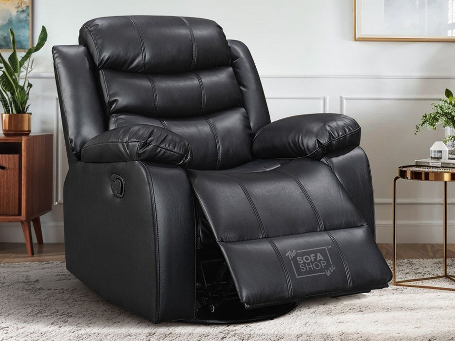 Black Leather Rocking Chair & Swivel Chair - Sortino Manual Recliner Chair - Sofa Sale