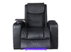 1 Seat Electric Recliner Chair Home Cinema Sofa | Real Leather Chair in Black + Power Headrest + Lumbar Support + Heat & Chill Cupholder + Table | Torino | The Sofa Shop