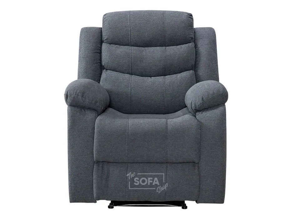 1 Seater Manual Recliner Chair in Dark Grey | Fabric Armchair with Fully Reclining Mechanism & Compact Design | Sortino | Sofa Sale