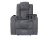 Row of 3 Electric Home Cinema Seats in Grey Woven Fabric, With Recliner, Massage Seats, Removable Table, USB, Lights, Storage Arms, Chilled Cupholders - Pavia