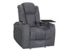 Row of 3 Electric Home Cinema Seats in Grey Woven Fabric, With Recliner, Massage Seats, Removable Table, USB, Lights, Storage Arms, Chilled Cupholders - Pavia