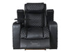 1 Seat Electric Recliner Chair Home Cinema Sofa | Real Leather Chair in Black + Power Headrest + Lumbar Support + Heat & Chill Cupholder + Table | Torino | The Sofa Shop