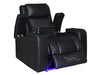 1 Seat Electric Recliner Chair Home Cinema Sofa | Real Leather Chair in Black + Power Headrest + Lumbar Support + Heat & Chill Cupholder + Table | Torino | The Sofa Shop