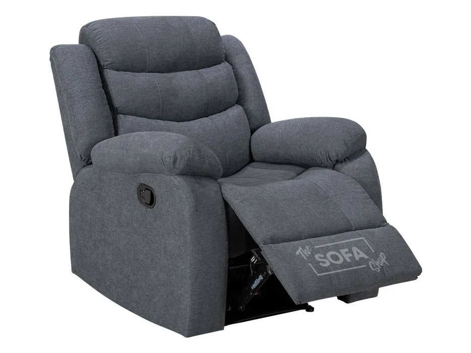1 Seater Manual Recliner Chair in Dark Grey | Fabric Armchair with Fully Reclining Mechanism & Compact Design | Sortino | Sofa Sale