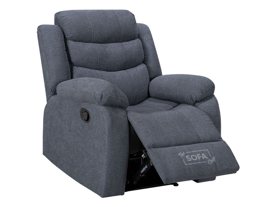 3+1 Recliner Sofa Set inc. Chair in Dark Grey Fabric with Drop-Down Table & Cup Holders - 2 Piece Sorrento Sofa Set