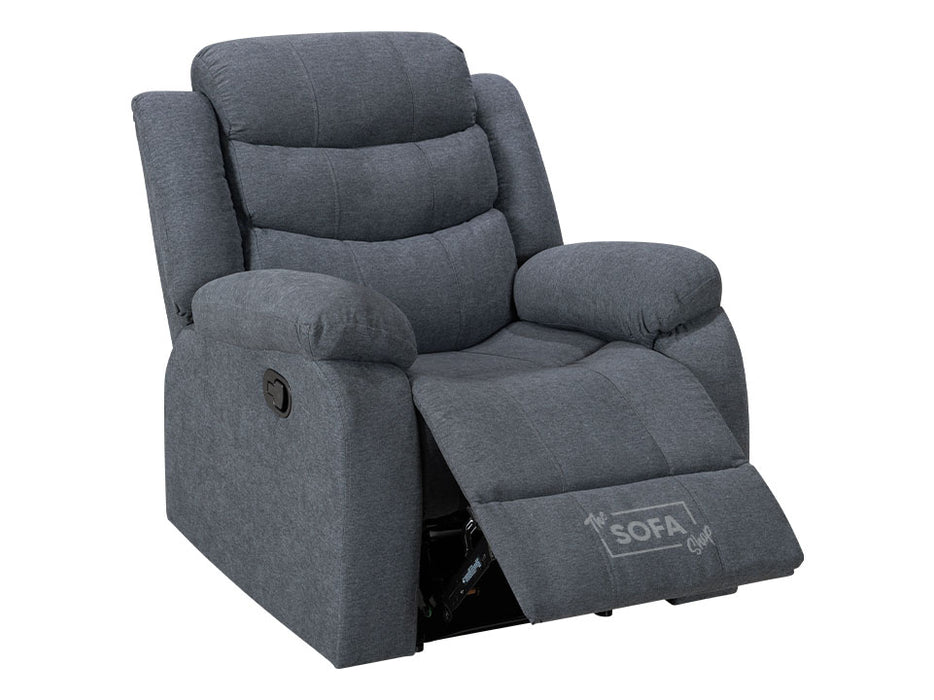 2 1 1 Recliner Sofa Set inc. Chairs in Dark Grey Chenille Fabric - 3 Piece Sorrento Sofa Set