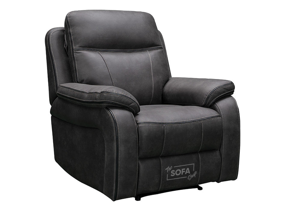 Vinson 3+1 Electric Recliner Sofa Set inc. Chair in Grey Resilience Fabric With USB Ports & Power Headrest - 2 Piece Power Sofa Set