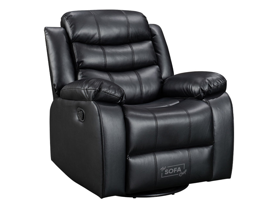 Black Leather Rocking Chair & Swivel Chair - Sorrento Manual Recliner Chair