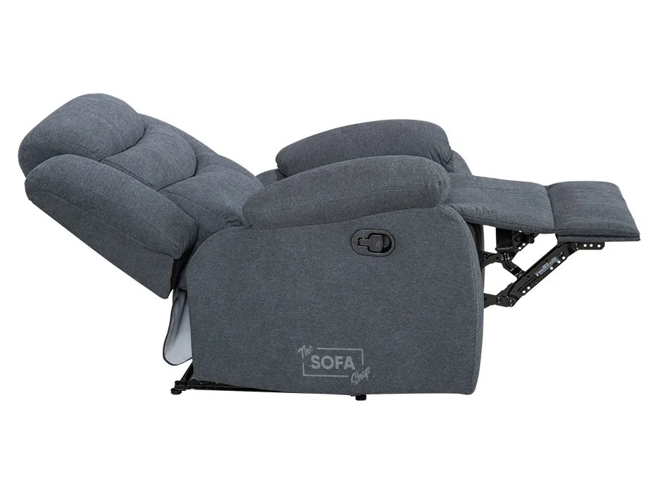 1 Seater Manual Recliner Chair in Dark Grey | Fabric Armchair with Fully Reclining Mechanism & Compact Design | Sortino | Sofa Sale