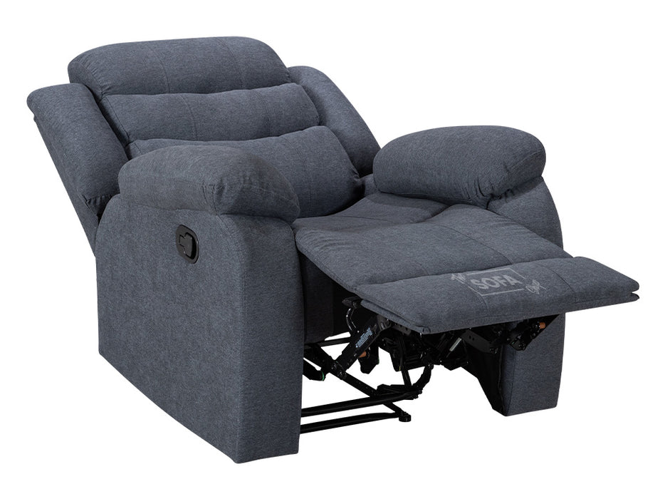 3+1 Recliner Sofa Set inc. Chair in Dark Grey Fabric with Drop-Down Table & Cup Holders - 2 Piece Sorrento Sofa Set