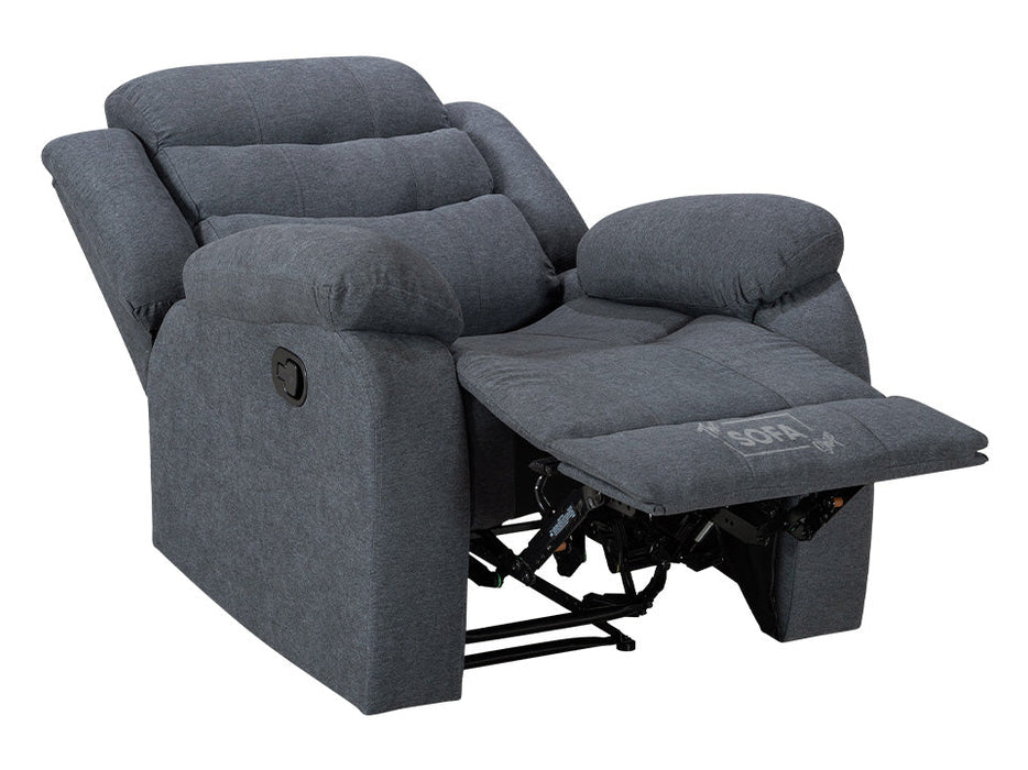 3 Piece Sofa Set - Recliner Sofa - 2+2+1 Seat Sofa Suite Package in Dark Grey Fabric - Sorrento