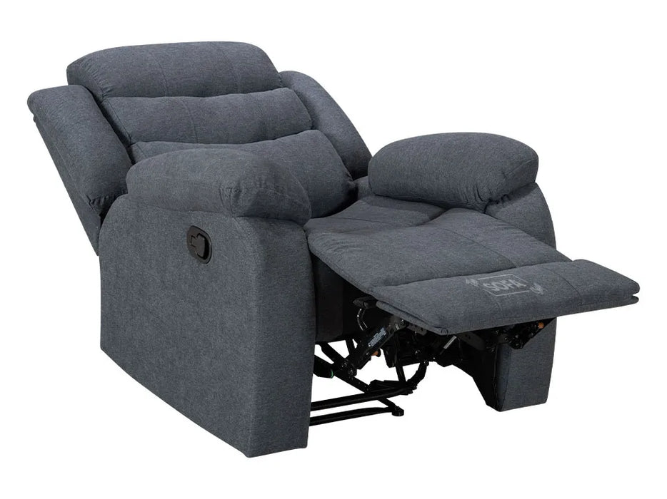 1 Seater Manual Recliner Chair in Dark Grey | Fabric Armchair with Fully Reclining Mechanism & Compact Design | Sortino | Sofa Sale
