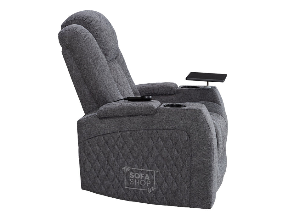 Set of 5 Electric Home Cinema Seats in Grey Woven Fabric, With Recliner, Massage Seats, Removable Table, USB, Lights, Storage Arms, Chilled Cupholders - Pavia