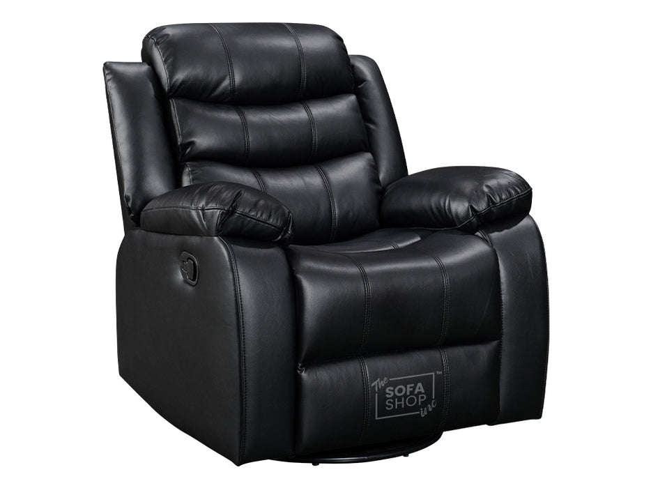 Black Leather Rocking Chair & Swivel Chair - Sortino Manual Recliner Chair - Sofa Sale