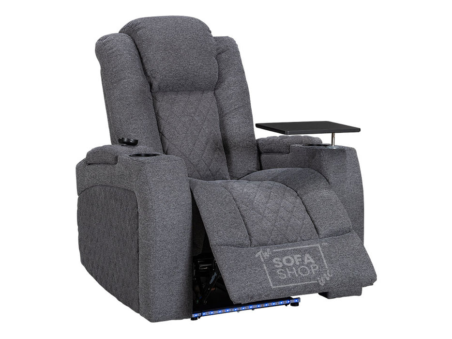 Set of 5 Electric Home Cinema Seats in Grey Woven Fabric, With Recliner, Massage Seats, Removable Table, USB, Lights, Storage Arms, Chilled Cupholders - Pavia