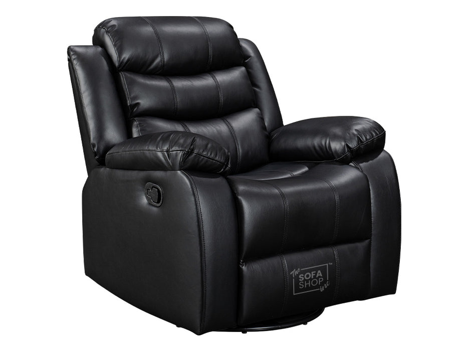 Black Leather Rocking Chair & Swivel Chair - Sortino Manual Recliner Chair - Sofa Sale