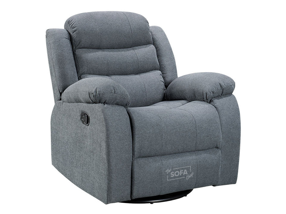 Swivel Chair & Footstool in Dark Grey Fabric - Sorrento