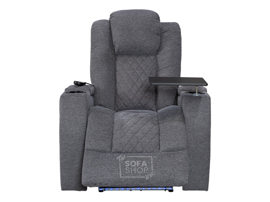 Set of 5 Electric Home Cinema Seats in Grey Woven Fabric, With Recliner, Massage Seats, Removable Table, USB, Lights, Storage Arms, Chilled Cupholders - Pavia