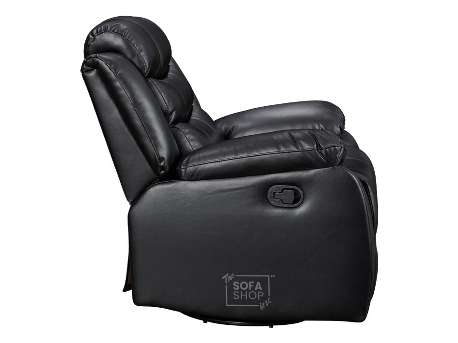 Black Leather Rocking Chair & Swivel Chair - Sortino Manual Recliner Chair - Sofa Sale