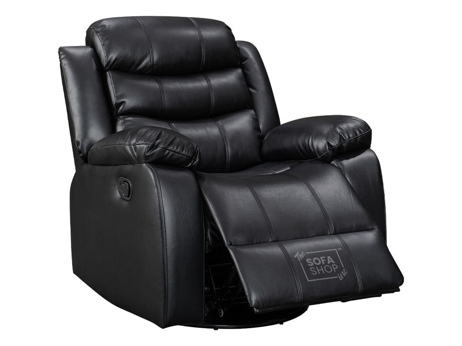 Black Leather Rocking Chair & Swivel Chair - Sortino Manual Recliner Chair - Sofa Sale