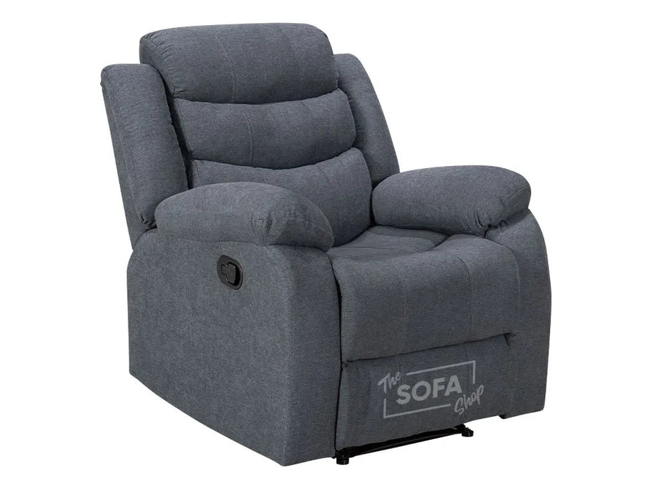 1 Seater Manual Recliner Chair in Dark Grey | Fabric Armchair with Fully Reclining Mechanism & Compact Design | Sortino | Sofa Sale