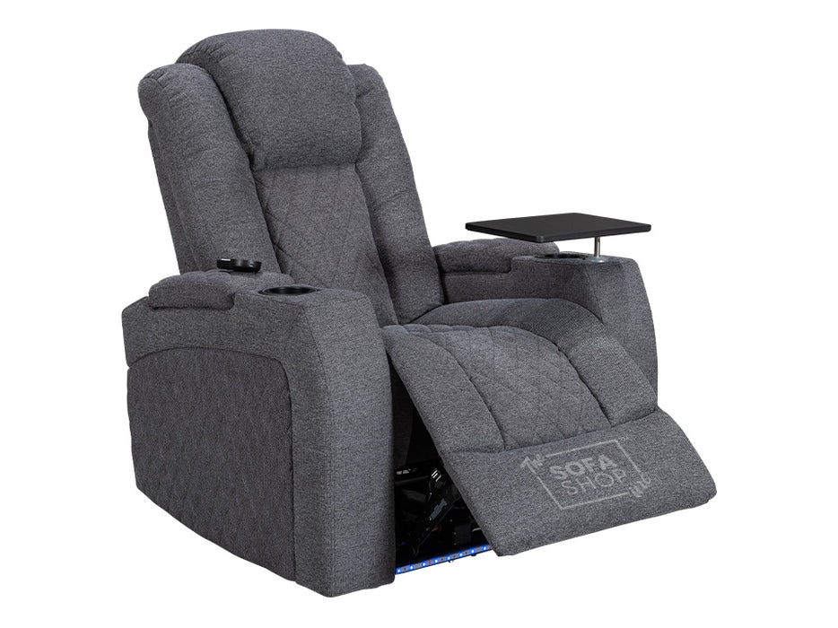 Set of 5 Electric Home Cinema Seats in Grey Woven Fabric, With Recliner, Massage Seats, Removable Table, USB, Lights, Storage Arms, Chilled Cupholders - Pavia