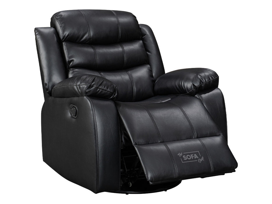Black Leather Rocking Chair & Swivel Chair - Sorrento Manual Recliner Chair