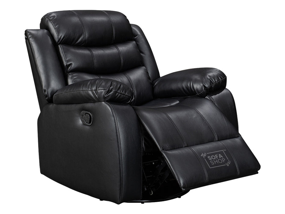 Black Leather Rocking Chair & Swivel Chair - Sortino Manual Recliner Chair - Sofa Sale