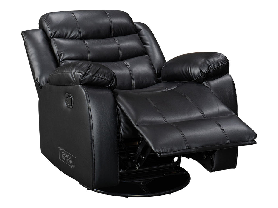 Black Leather Rocking Chair & Swivel Chair - Sortino Manual Recliner Chair - Sofa Sale