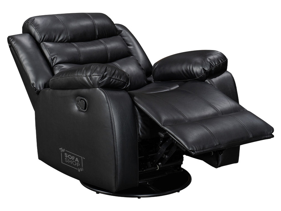 Black Leather Rocking Chair & Swivel Chair - Sortino Manual Recliner Chair - Sofa Sale