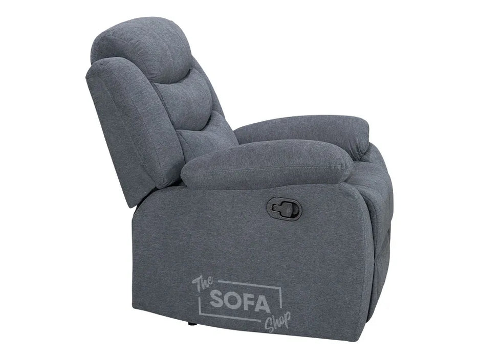 1 Seater Manual Recliner Chair in Dark Grey | Fabric Armchair with Fully Reclining Mechanism & Compact Design | Sortino | Sofa Sale