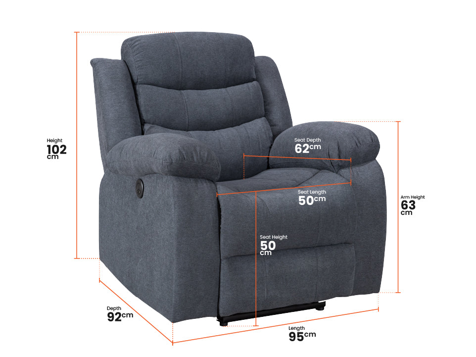 2 1 1 Fabric Electric Recliner Sofa Set | 12 Months Warranty