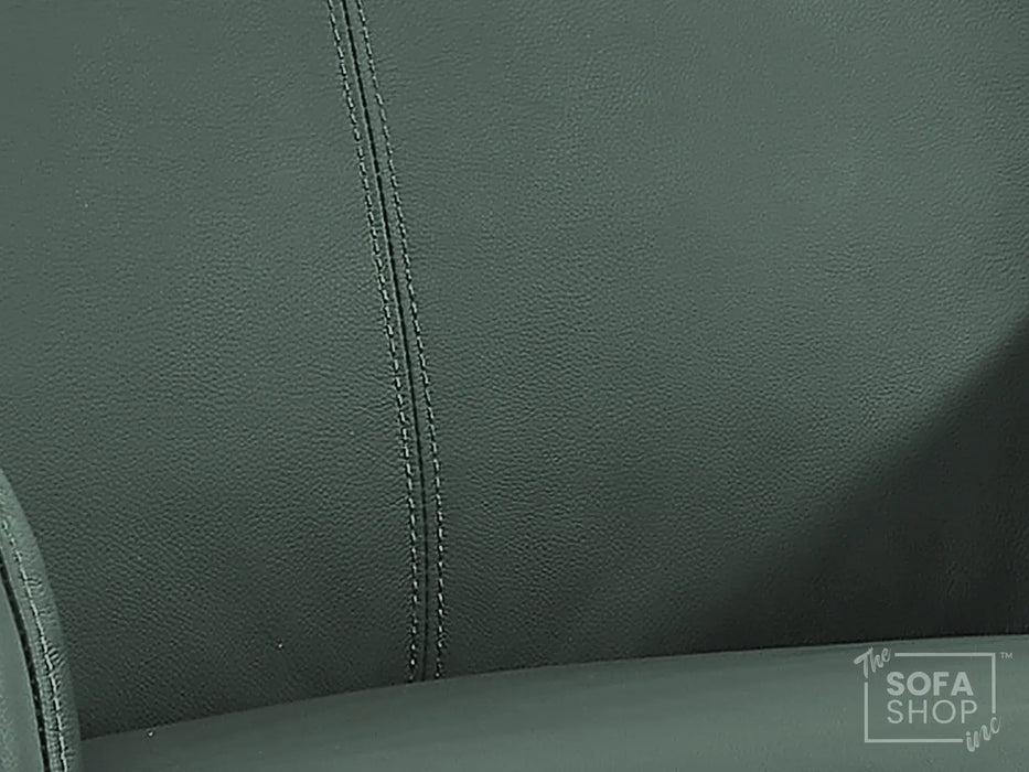 Real Leather Electric Recliner Chair In Green | Hi-Tech Chair with Massage, Power Headrest + USB Charging Ports | Turin