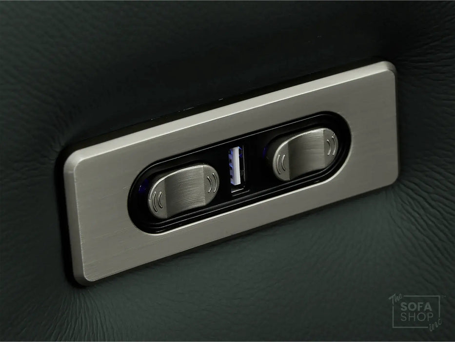 3 Seater Real Leather Recliner Sofa In Green | Hi-Tech Sofa with Massage, USB Ports & Power Headrest | Turin