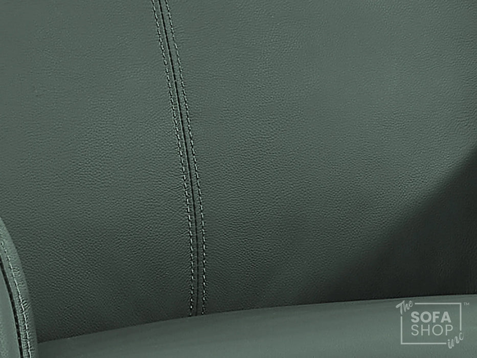 Real Leather Electric Recliner Chair In Green | Hi-Tech Chair with Massage, Power Headrest + USB Charging Ports | Turin