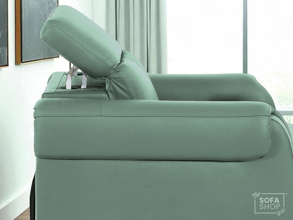 3+1 Real Leather Recliner Electric Sofa Set in Green | Hi-Tech Sofa Set with Massage, USB Ports & Power Headrests | Turin