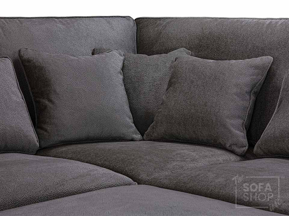 Right Hand Facing Corner Sofa in Mocha, White Or Grey Fabric - Kiana