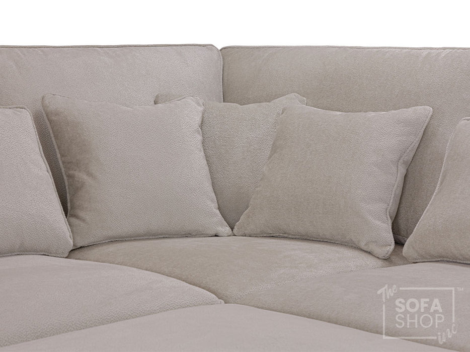 Left Hand Facing Corner Sofa in Grey, White Or Mocha Fabric -  Kiana