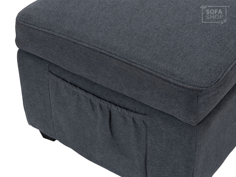 Dark Grey Fabric Storage Footstool - Ravenna