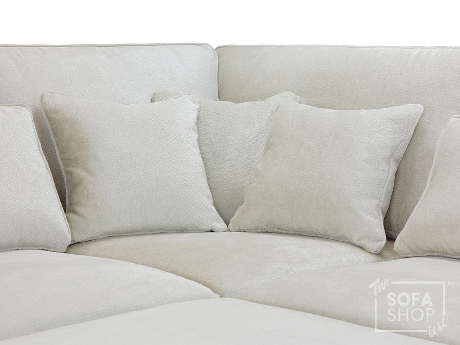 Left Hand Facing Corner Sofa in Grey, White Or Mocha Fabric -  Kiana