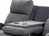 3+2 Recliner Sofa Set. 2 Piece Recliner Sofa Package Suite in Dark Grey Fabric with Drop-Down Table & Drink Holders - Parma