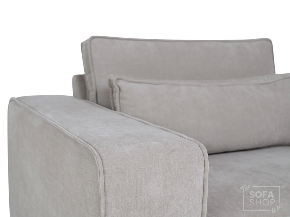 4 Seater Sofa and Chair in Beige Fabric - Matching Extra Wide Footstool - Vicenza