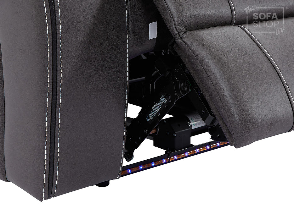 Electric Recliner Chair & Cinema Seat In Grey Resilience Fabric With Power Headrest - Vinsonova