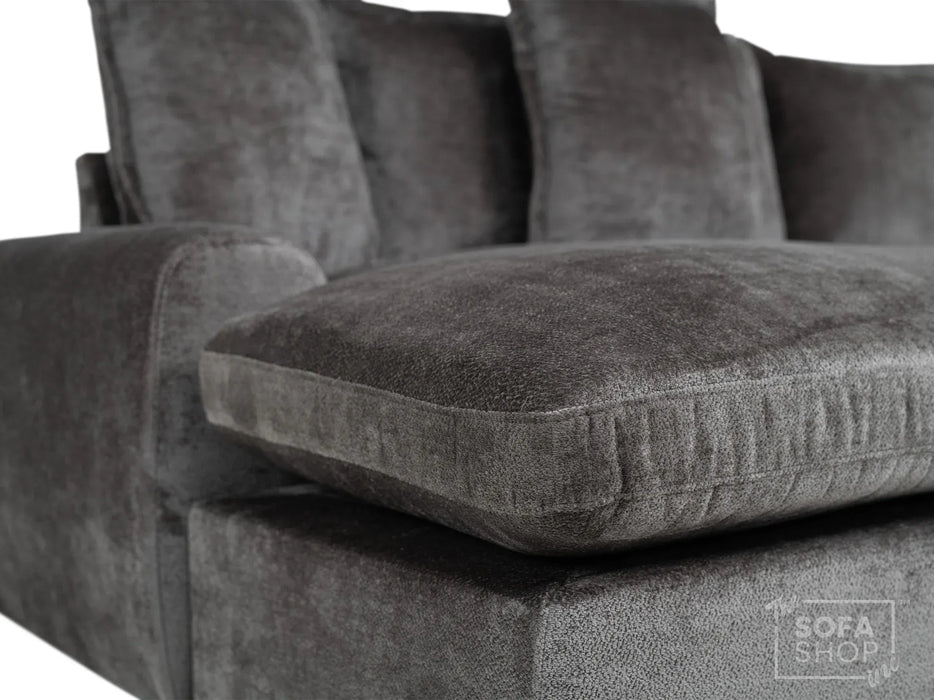 Grey Corner Sofa with Chaise - Footstool Available to Convert into Sofa-Bed | Soft Cosy Durable Fabric | Genova | Clearance Sale