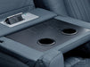 Electric Recliner Chair & Cinema Seat in Blue Real Leather + Massage + Cup Holders + Table - Capri