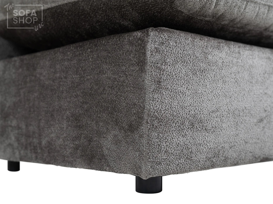 Grey Corner Sofa Bed with Footstool - Genova