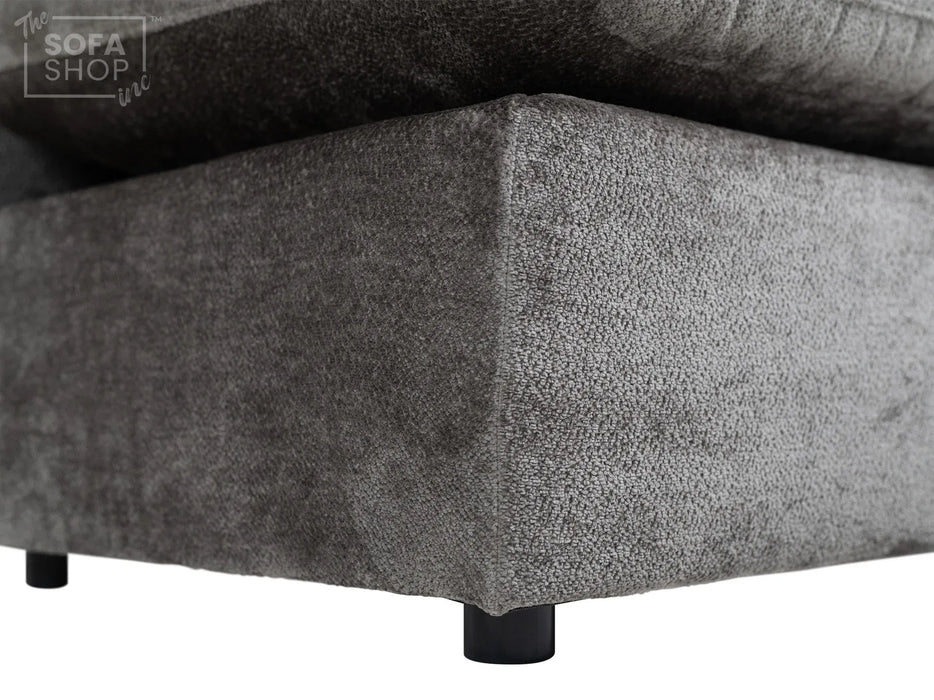 Grey Corner Sofa with Chaise - Footstool Available to Convert into Sofa-Bed | Soft Cosy Durable Fabric | Genova | Clearance Sale