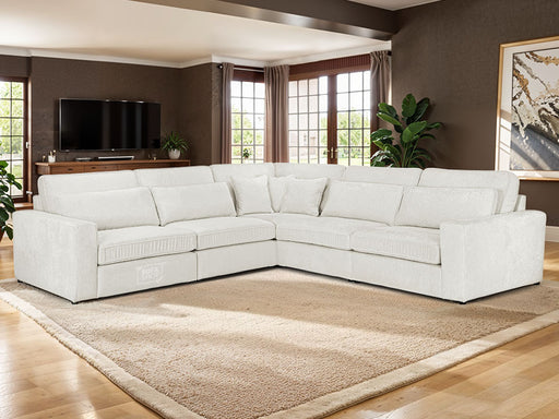 Modular Corner Sofa In Grey, White Or Mocha Fabric -  Kiana