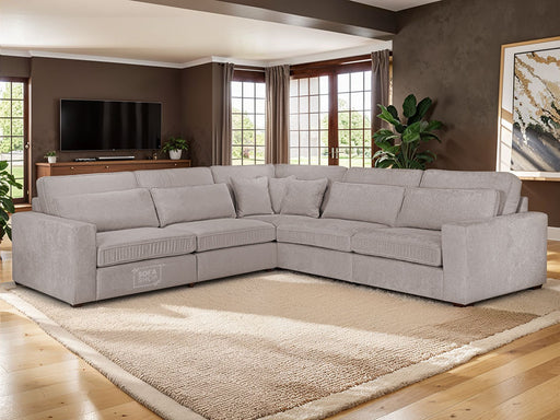 Modular Corner Sofa In Grey, White Or Mocha Fabric -  Kiana