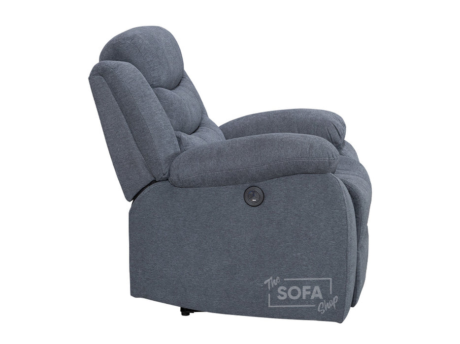 1+1 Set of Sofa Chairs. 2 Recliner Electric Chairs in Dark Grey Fabric - Chelsea